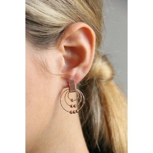 Argentum Concept-Silver Bulk Rose Design Double Earrings-K084701