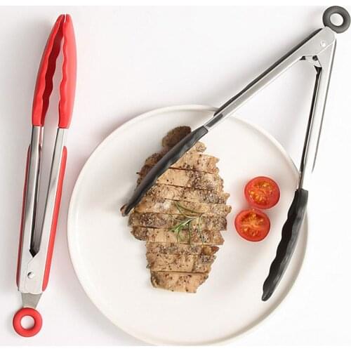 Silicone BBQ Grilling Tong Salad Bread Serving Tong with Joint Lock Non-Stick Kitchen Barbecue Grilling Cooking Tong