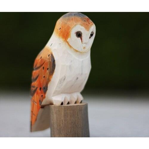 Stump Owl Wood Carving Decoration Handmade Wooden Carving bird home ornaments