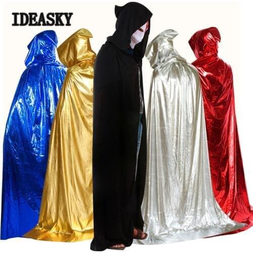 Medieval Witch vampire wicca cloaks and capes Hooded black cloak halloween costumes for men adult Women Adult Party chilren kids