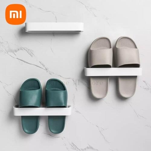 New Xiaomi Non-marking sticker wall-mounted household storage shoe rack white 3 packs strong load-bearing slipper holder
