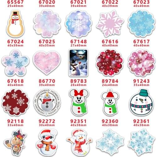 DIY Craft Supplies Sewing Accessories Cartoon Christmas Snowman Snowflakes Printed Planar Resins Mold 30 Pieces. PR-65567