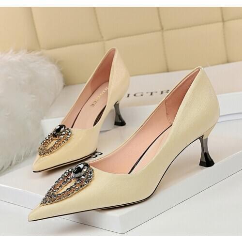 BIGTREE Rhinestone Women Pointed Toe Mujer Shoes Sexy Party High Heel Shallow Thin Heel Luxurious Crystal Wedding Ladies Pumps