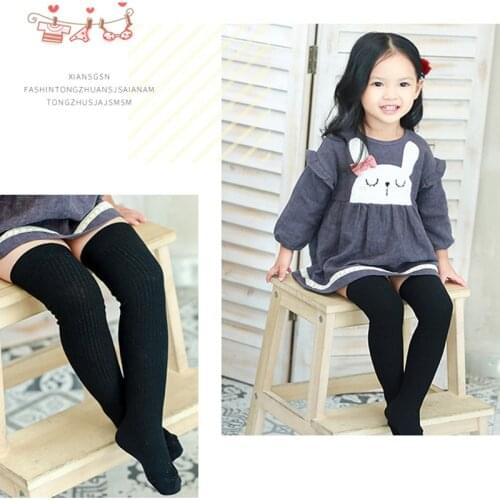Spring Autumn Students Long Tube Socks Over Knee High Socks Solid Color Cotton Childrens Warm Long Socks For School Girls
