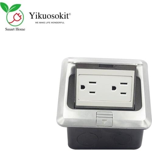 All Aluminum Panel 2 Ways US Schuko Ground Plug Damping Electrical Floor Socket Modular Combination Customized Accept