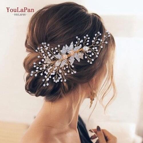 YouLaPan HP54 Wedding Combs Wedding Hair Accessories Silver Beads Wedding Tiara Handmade Wedding Headwear Bridal Hair Comb
