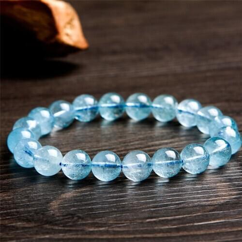 Genuine Blue Natural To paz Bracelets Women Femme Stretch Healing Crystal Round Bead Bracelet Drop Shipping 10mm