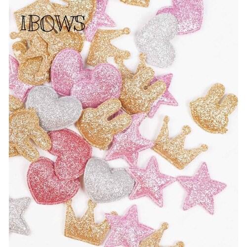 100pcs Mixed Appliques Heart Star Crown Rabbit Single Side Glitter Patches DIY Headware Accessories Patches Scrapbooking Sticker