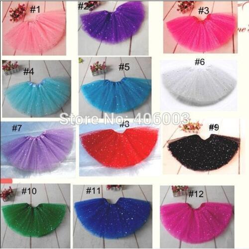12 color girls princess sparkly ballet tutu skirt infantil cute fluffy tulle pettiskirt glitter star tutus