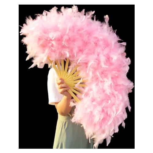 15.5 Inches 13 Staves Burlesque Showgirl Dancing Fan Feather Fan Fluffy Fan