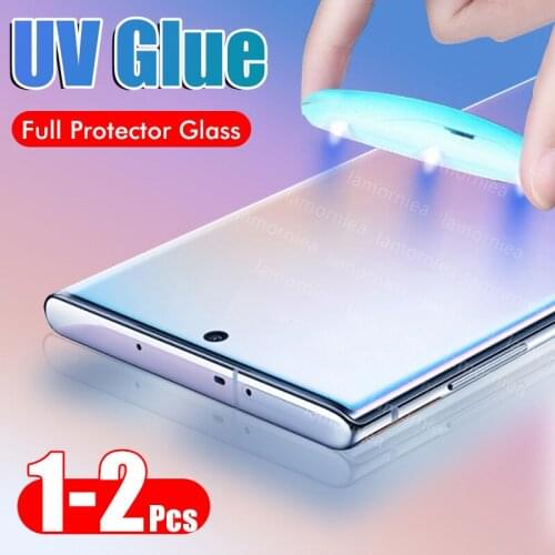 2PCS UV Tempered Glass For Samsung Galaxy S8 S9 S10 Plus Note 8 9 10 Plus Liquid Screen Protector Film For Samsung S8 S9 S10 5G