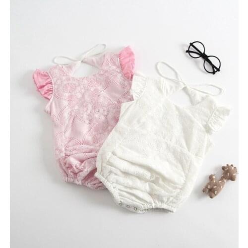 2018 Summer Cotton comfortable Baby Rompers Jumpsuit Lace Short Sleeve Baby Girl Clothing Newborn Overall Clothes