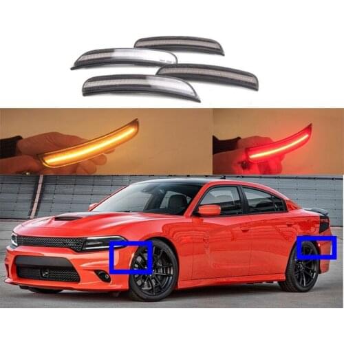2x Smoked Lens Front Amber Rear Red Auto Fender Led Side Marker Lights For Dodge Charger 2015 2016 2017 2018 2019 Signal Lamp