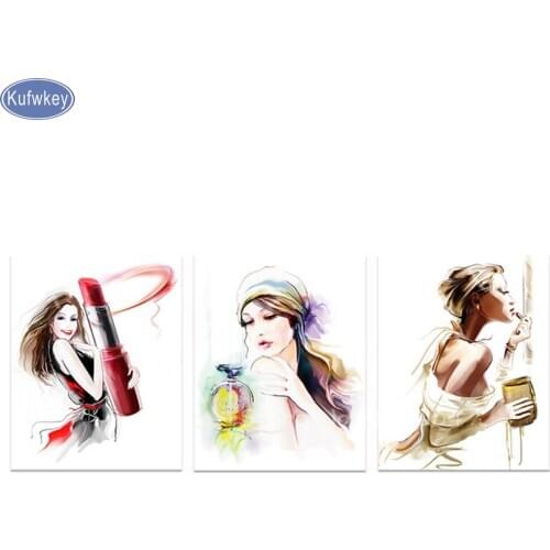 3pcs Diamond Embroidery 5D DIY Diamond Painting Cross Stitch fashion Lady Diamond Mosaic Kit Needlework Home Decoration