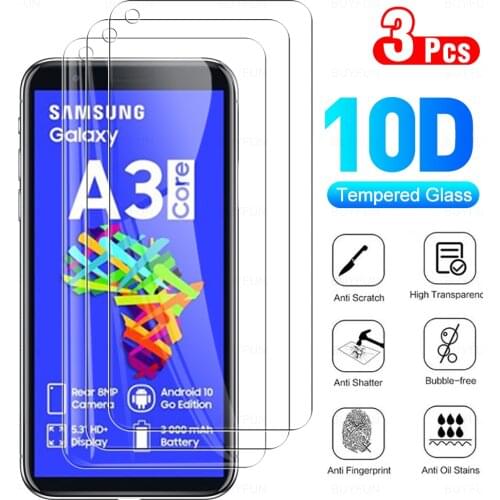 3Pcs Full Cover Protective Glass For Samsung Galaxy A3 Core Tempered Glass Screen Protector Film For Sansung Sumsung A 3 A3Core