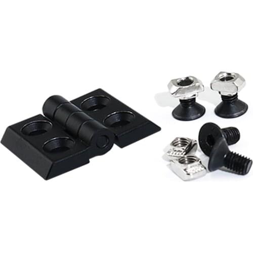 4pcs Door Butt Hinges,Door Frame Black Metal Hinge with Screws and T nut for Aluminum Extrusion Profile 30S