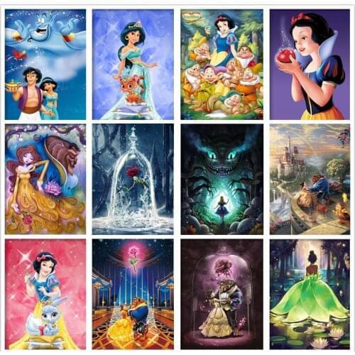 5D DIY Diamond Embroidery Alice In Wonderland Forest Mushroom Tree Diamond Painting Full Drill Diamond Mosaic Art Home Decor
