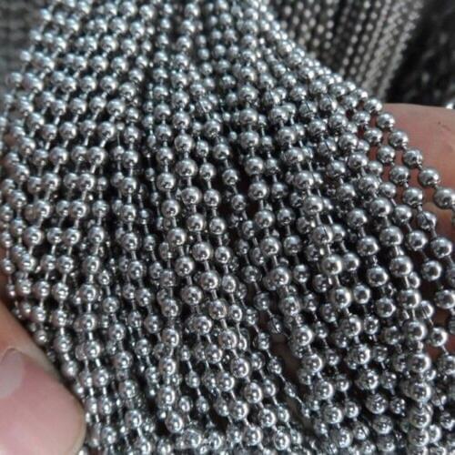 5/10/20 Meter High Quality Silver Color Ball Bead Necklace 2.4mm Stainless Steel Beads Chain Necklaces For Men Women Jewelry