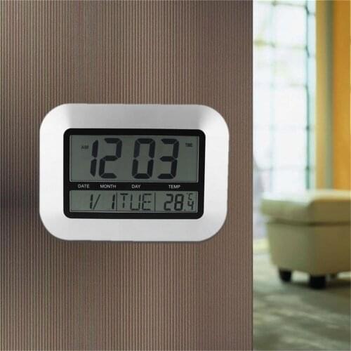 Display Digital Wall Clock,Silent Desk Shelf Clocks Calendar Temperature Thermometer Humidity Hygrometer Alarm Clock