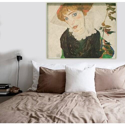 Citon Egon Schiele《Portrait of Wally Neuzil》Canvas Oil Painting Artwork Poster Picture Wall Decor Home Living room Decoration