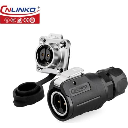 CNLINKO Professional Electronic IP67 Male Female Adapter 12v 10a dc power gold plated 2 pin welding cable connector waterproof