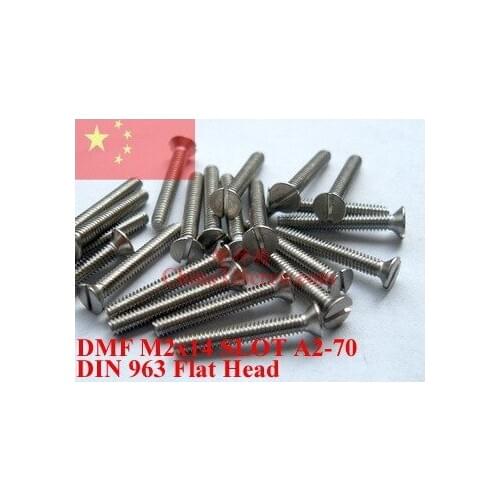 Stainless Steel screws M2x14 DIN 963 A2-70 Polished ROHS 100 pcs