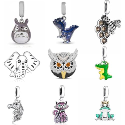 FC Jewelry Fit Original Charm Bracelet 925 Sterling Silver Cartoon Chinchilla Cat Mouse Bead For Making Women Berloque 2021 DIY