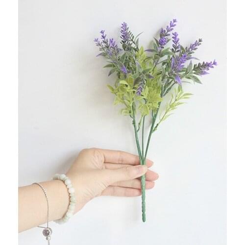 10Pcs/Pack Artificial Lavender 15 Heads Flower Bouquet Home Wedding Table Decoration Vase Home Art Fake Flowers Garden Fence