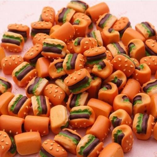 10pcs 12*10mm Kawaii hamburg resin imitation food art flatback cabochon DIY candy food decoration