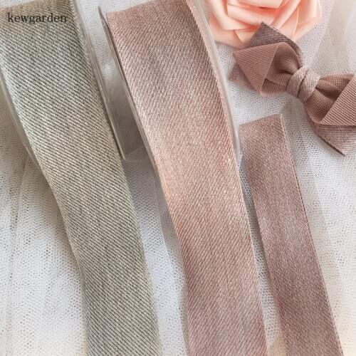 Kewgarden DIY Bow Clothing Accessories 1.5" 1" 25mm 38mm Twill Polyester Cotton Wool RibbonsHandmade Tape Webbing 10 Yards