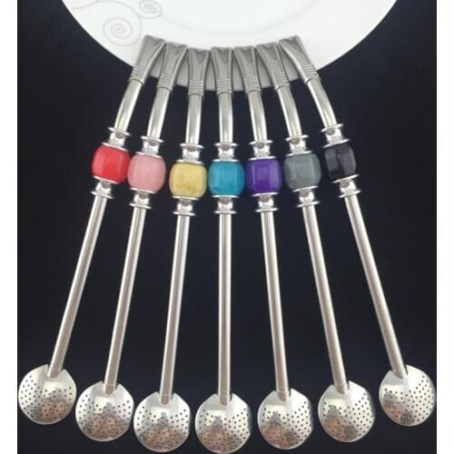 Stainless Steel 304 Drinking Straw Spoon With Brush Tea Filter Yerba Mate Straws Bombilla Gourd Reusable Coffee Tools Washable