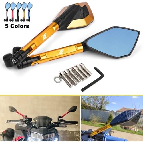 2Pcs Motorcycle Rearview Mirror Moto CNC Side Mirrors Aluminum Adjustable For Kawasaki Z400 Z900 Z1000 Z800 Z750 Z650 All Year