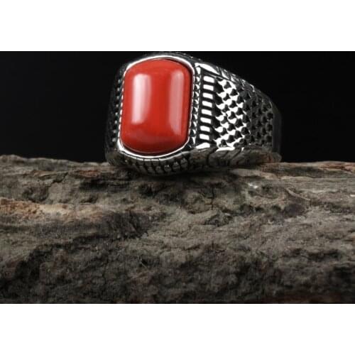 Onlysda Men Hiphop Ring 316L Stainless Steel Red Stone Ring Rock Fashion Male Jewelry Wedding Rings Accessories Wholesale OSR895