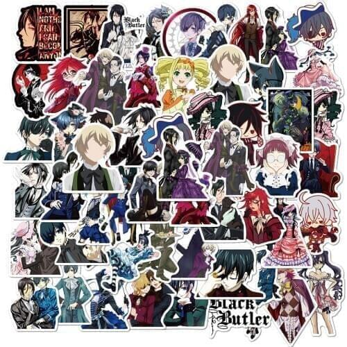 50PCS Black Butler Sticker Pack for Children Gifts Cute Cartoon Anime Stickers to Stationery Laptop Suitcase Guitar Fridge Car