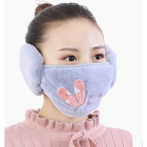 2020 New Womens Integrated Protection In Winter Outdoor Cycling Thickened Animal Cute Cartoon Mask Warm Ear Cover 2 In One