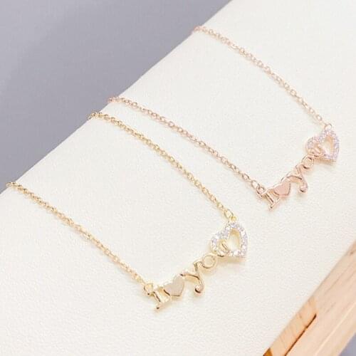 BOTU 2021 New Couple English Letters I LOVE YOU Heart-shaped Pendant Necklace Female Chain Accessories Jewelry for Women