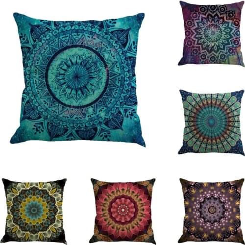 Newest Arrival Bohemian Printed Pillow Case Linen Square Car Sofa Cushion Home Decorative 18 X 18 Inches