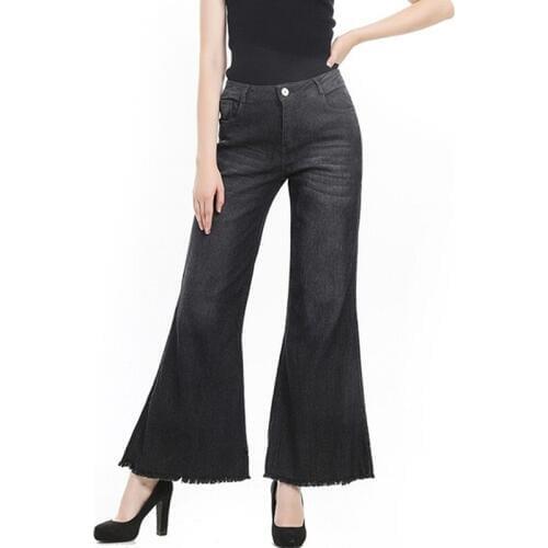 Autumn Slim Jeans Woman Vintage High Waist Jeans Ladies Casual Loose Solid Color Cowboy Long Pants Plus Size