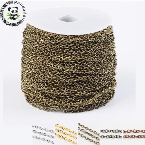 Pandahall 100m/roll Iron Side Twisted Chain With Spool Unwelded For DIY Jewelry Accessories Finding Necklace Bracelet Making