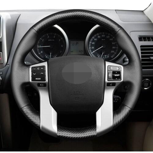 Hand Sewing Black Matte Carbon Fiber Car Steering Wheel Cover For Toyota Land Cruiser Prado Land Cruiser Tacoma Tundra