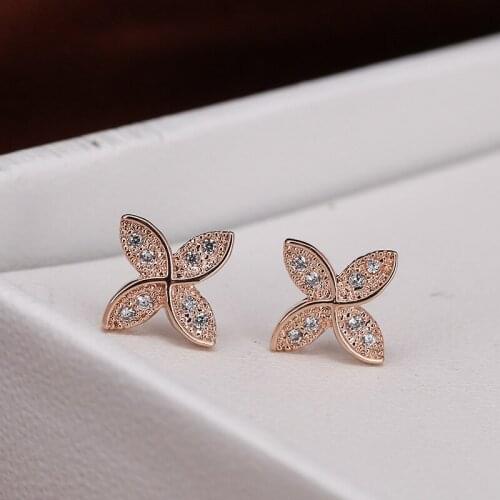 DE314 Fashion Sweet Delicacy Copper Zircon Creative Geometry Ear Stud GIRLS Gift Banquet WOMENS Jewelry Earrings