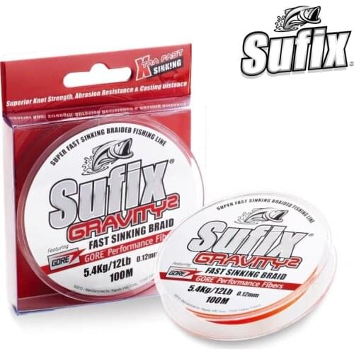 Sufix 100 Meters G2 Gravity Speed Sink PE Braided Extremely Strong Pull Long Throw Fishing Line