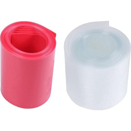 2M 50mm Width PVC Heat Shrink Wrap Tube Red for 2 x 18650 Battery & 43mm 27mm Dia Clear for 1 x 26650 Battery
