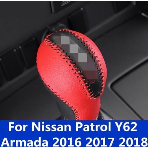 For Nissan Patrol Y62 Armada 2016 2017 2018 top quality Universal Manual Leather Shifter Shift Knob Cover Stitch Shifter Lever