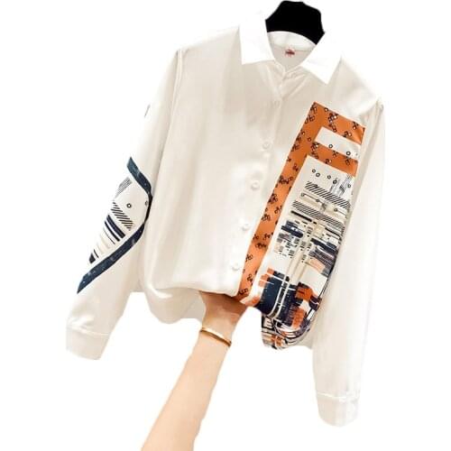 Spring Autumn Blouse 2021 New Chiffon Shirt Womens Blouse Long-sleeved Temperament Shirts White Top 199B