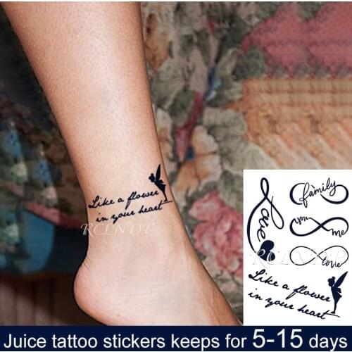 Waterproof Temporary Juice Ink Sticker Love Heart Hand Design Flower Fairy "8" Fruit Gel Long Lasting Tattoo for Men Women