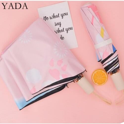 YADA 2021 New INS Graffiti Flower Pattern 3-Folding Umbrella Rain UV Umbrella For Women Man Windproof Umbrellas YS200102