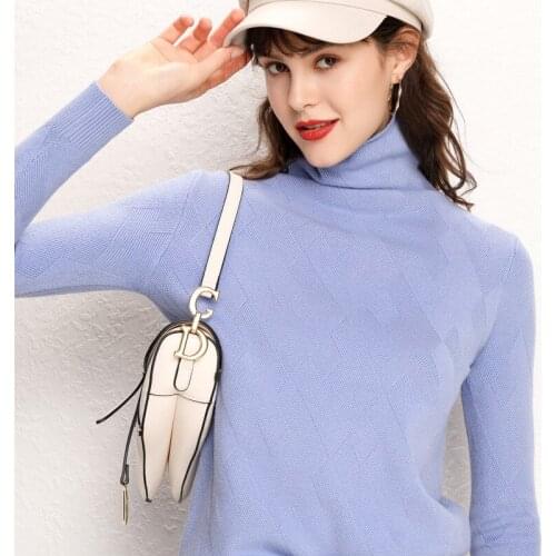 Autumnnew pile pile neck sweater womens pullover winter Turtleneck knitting thick wool knit bottoming shirt purple sweater