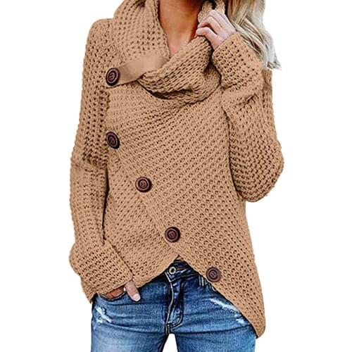 Women Sweater Autumn 2021 Long Sleeve Solid Color Turtleneck Collar Knitted Female Pullovers Winter Knitting Chic Outwear C2864