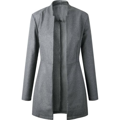 Jacket Cotton Women Autumn Winter Long Sleeve Cardigan Long Coat Fashion Suit Collar Ladies Office Clothing Workwear